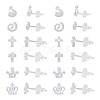 60 Sets 6 Style Crown & Cross & Swan & Vortex Transparent Resin Stud Earrings for Women EJEW-BG0001-02-1