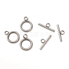 Tarnish Resistant 304 Stainless Steel Textured Toggle Clasps STAS-A048-01P-2