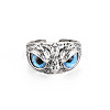 Glass Owl Wide Open Cuff Ring RJEW-S038-239-1