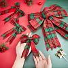 CHGCRAFT 10Pcs 2 Style Christmas Theme Tartan Pattern Polyester Bowknot AJEW-CA0002-64-3