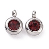 Trendy Original Color 304 Stainless Steel Grade A Rhinestone Flat Round Charm Pendants RB-M030-06F-1