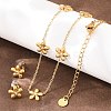 Flower 304 Stainless Steel Rhinestone Necklaces & Stud Earrings Sets for Women SJEW-K003-02G-1