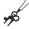 Halloween Series 202 Stainless Steel Cable Chain Cat Shape Pendant Necklaces NJEW-S005-01B-E-1