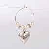 Tibetan Style Heart with Word Made With Love Wine Glass Charms AJEW-JO00009-01-1