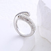 304 Stainless Steel Micro Pave Cubic Zirconia Cuff Open Rings for Women LS-MB7745-1-1