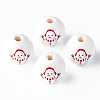 Painted Natural Wood Round Beads WOOD-N006-181-1