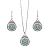 Synthetic Turquoise Pendant Necklaces & Dangle Earrings Sets WGE96E9-03-2