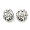 Flower Brass Micro Pave Clear Cubic Zirconia European Beads KK-D229-05P-1