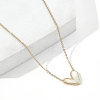 Natural Shell Heart Pendant Necklace with 201 Stainless Steel Cable Chains NJEW-D055-04G-1