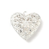 Hollow Heart Brass Locket Pendants KK-K414-12C-S-1