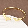 Marine Organism Brass Cuff Bangles for Women BJEW-D368-03E-G-1