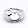Anti-Tarnish Rhodium Plated 925 Sterling Silver Finger Ring Components STER-G027-02P-1