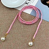 Imitation Leather Braided Belly Belt with Plastic Imitation Pearl Round Bead WG11EBA-05-1