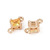 Brass Pave Glass Rhombus Links Connector Charms GLAA-Q088-001D-2