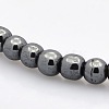 Non-magnetic Hematite Beaded Ball Stretch Bracelets for Valentine's Day Gift BJEW-M066-A-02-2