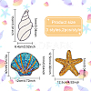 6Pcs 3 Style Beach Theme Glitter Cloth Patches PATC-FG0001-18-2