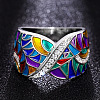 Ethnic Style Brass Micro Pave Cubic Zirconia and Enamel Finger Rings FS-WG810B2-02-1