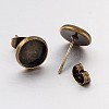Flat Round Brass Stud Earring Cabochon Settings KK-K108-17AB-2