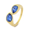 Ion Plating(IP) 304 Stainless Steel Rhinestone Teardrop Cuff Open for Women RJEW-N046-04H-G-1