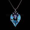Luminous Glow In The Dark Enamel Wolf Pendant Necklace with Synthetic Turquoise Beaded X-LUMI-PW0006-66A-1
