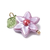 Glazed Flower Porcelain Pendants PALLOY-TA00353-4