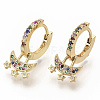 Brass Micro Pave Colorful Cubic Zirconia Dangle Hoop Earrings EJEW-S208-074-2