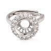 Rack Plating Round Brass Micro Pave Cubic Zirconia Adjustable Ring Components KK-Q819-05P-2