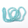 Pale Turquoise Color Spray Painted Round Imitation Jade Glass Beads Strands X-DGLA-S076-8mm-19-5