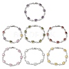 Oval Brass Micro Pave Cubic Zirconia Link Chain Bracelets for Women BJEW-D387-04P-2