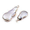 Electroplate Natural Baroque Pearl Keshi Pearl Pendants PEAR-Q008-22G-4