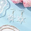 304 Stainless Steel Glass Seed Beads Snowflake Dangle Earrings EJEW-MZ00537-4