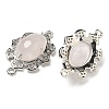 Natural Rose Quartz Faceted Oval Connector Charms G-G181-06P-10-2