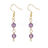 Natural Stone Round Beaded Dangle Earrings EJEW-JE04830-3