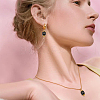 Glass Rectangle Charms with Golden Tone Brass Loops PALLOY-HY00011-6