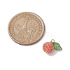 4pcs 4 Colors Natural Dyed Crackle Agate Round Fruit Charms with Acrylic Leaf PALLOY-TA00124-4