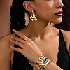 Hollow Out Evil Eye Alloy Resin Cuff Bangles & Cuff Rings & Stud Earrings Sets FS-WG3F92B-01-3