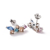 Colorful Cubic Zirconia Flower Stud Earrings EJEW-C030-03P-2