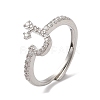 Rack Plating Brass Cubic Zirconia Arabic Letters Adjustable Rings for Women RJEW-S407-10P-14-1