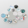Helm &  Anchor Printed Glass Cabochons GGLA-A002-12mm-WW-1