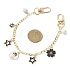 Flower & Star Alloy Enamel Charm Purse Chains with Natural Howlite & Swivel Clasps AJEW-BA00116-02-3