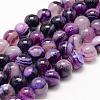 Natural Striped Agate/Banded Agate Bead Strands G-K155-A-12mm-11-1