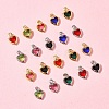 24Pcs 12 Colors Heart Rack Plating Brass Glass Charms KK-FS0001-39-7