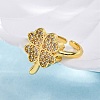 Brass Micro Pave Clear Cubic Zirconia Cuff Rings for Women RJEW-Q009-07G-4