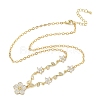 Brass Pave Cubic Zirconia Flower Pendant Necklaces NJEW-C121-04B-G-4