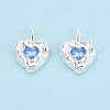 925 Sterling Silver Pave Cornflower Blue Cubic Zirconia Heart Pendants STER-N016-119S-1