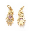 Brass Cubic Zirconia Pendants ZIRC-I062-01G-2