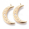 Brass Micro Pave Clear Cubic Zirconia Pendants KK-N232-150-NF-1