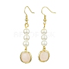 Shell Pearl & Natural Rose Quartz Dangle Earrings EJEW-JE05995-1