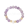 Natural Mixed Gemstone & Pearl Bead Finger Rings for Women RJEW-JR00965-3