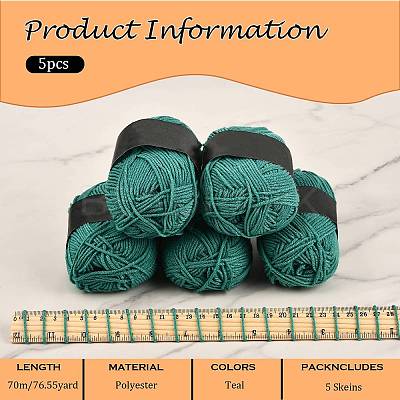 5Pcs Polyester Yarn for Knitting & Crochet YCOR-SZ0001-03K-1